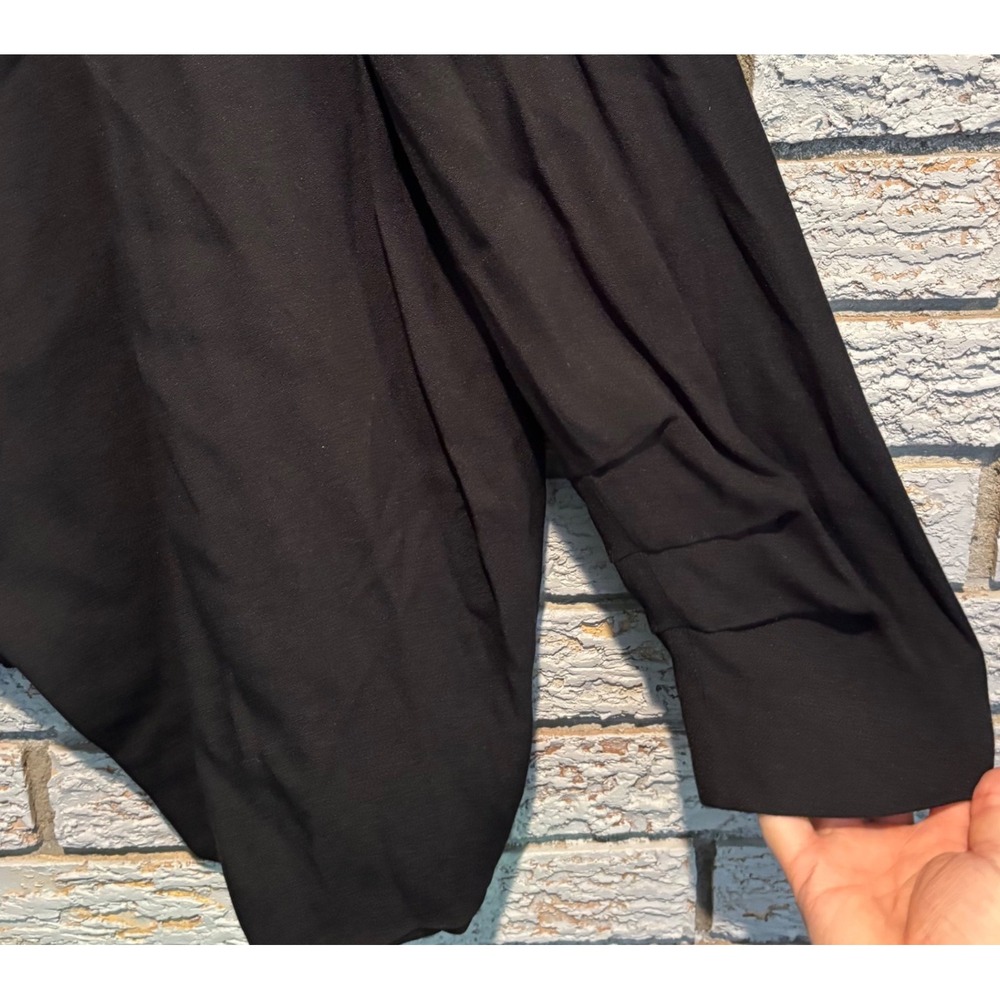 Halogen Womens XL Black Open Front Blazer Ruched 3/4 Sleeve Draped Shawl Collar - Picture 6 of 9